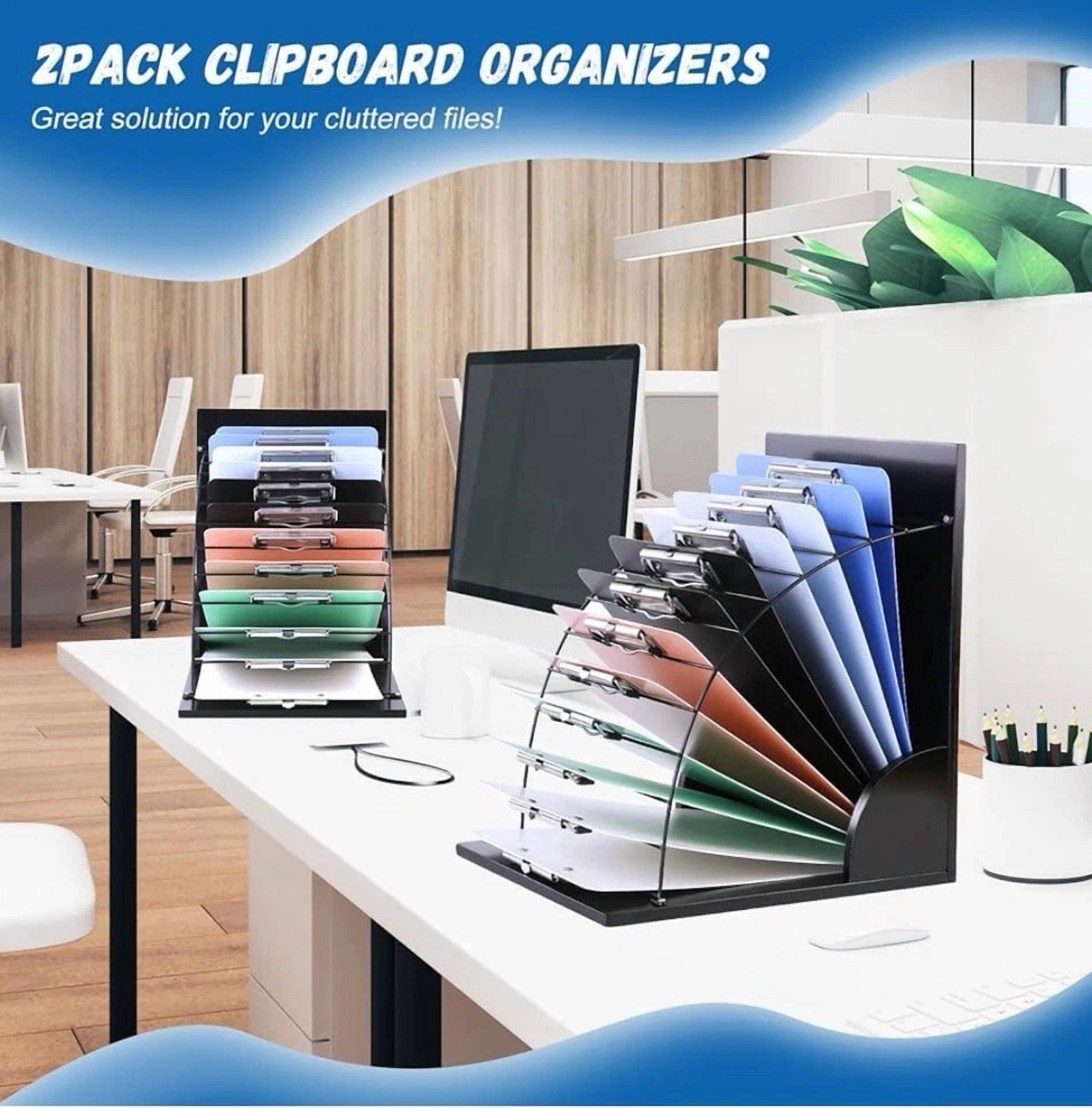 2Pack Clipboard Holder Organizer Wooden Clipboard Storage Rack Stand Desktop Fil