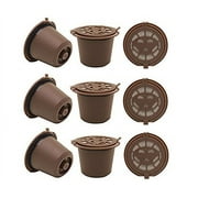 Nespresso Reusable Empty Refillable Capsule Pods with Scoop - Brown (9 Pods)
