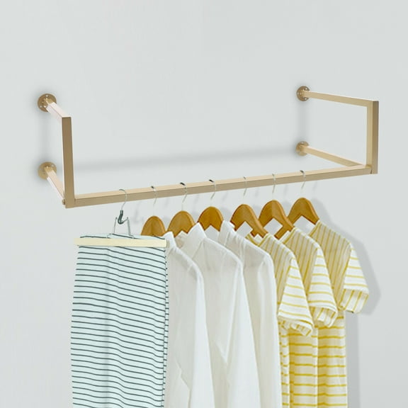 Heavy Duty Wall-Mounted Clothes Rack Industrial Rod Clothes Hanging Bar US Stock