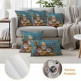 thumbnail image 6 of Fall Gnomes Outdoor Waterproof Pillow Covers, Blue Wood Grain Pumpkin Maple Leaf Sunflower Decorative Square Throw Pillowcase Sofa Cushion Sham for Patio/Couch/Chair, 20"x20" 2 Pack, 6 of 8