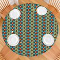 thumbnail image 2 of Bohemian Print Round Tablecloth with Elastic Edging, Fitted for 52-56 Inch Tables, Vibrant Table Cover for Home Kitchen, 2 of 7
