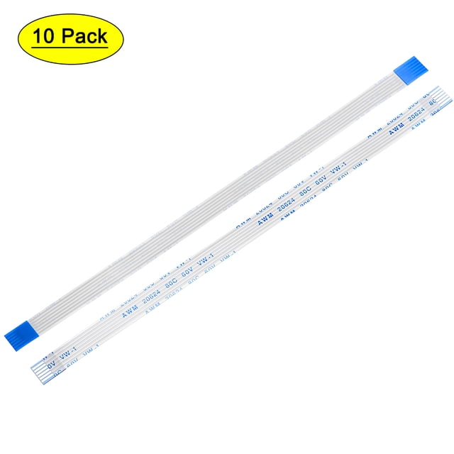 Uxcell 5.9" 0.03'' Pitch 6 Pines FPC FFC Cable Flexible de Cinta Plástica Multicolor 10pcs