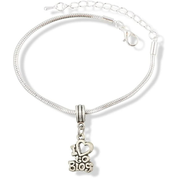 EPJ I Love to Blog Text Snake Chain Charm Bracelet