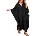 thumbnail image 1 of Kaftan Vestidos para Mujer de Gasa de Floral Impresión Caftán Traje de Baño Tallas Grandes Larga Playa Cover up Negro Negro Xishao ropa, 1 of 2