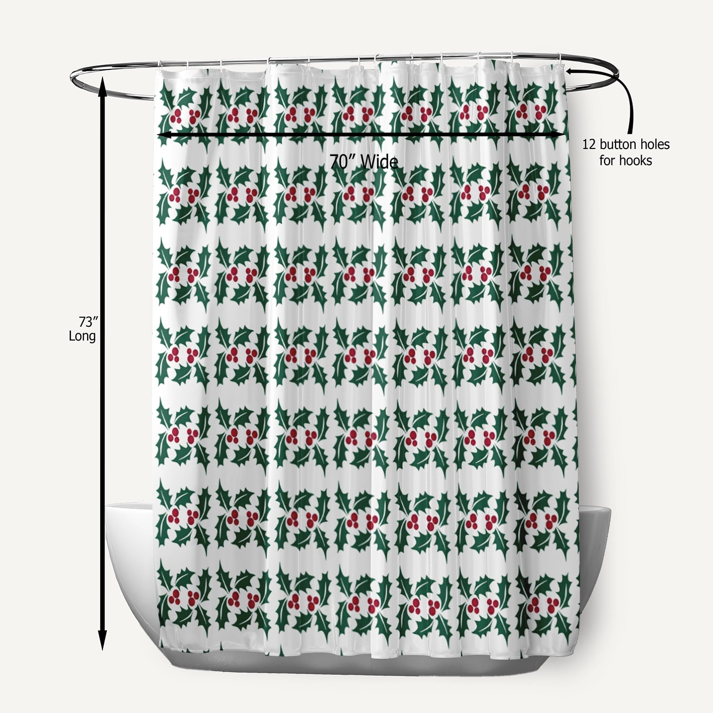 Simply Daisy 70" W x 73" L Holly Stripes Polyester Shower Curtain, Forest Green [1 Ct]
