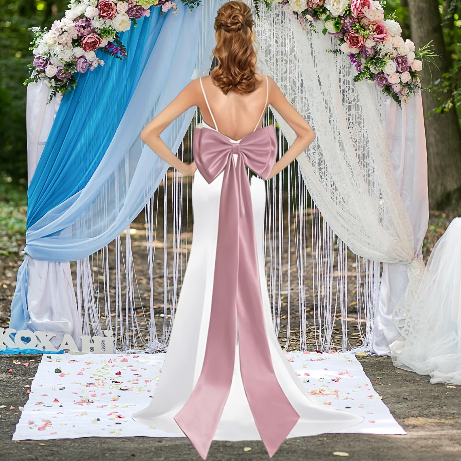 Satin Big Bow Detachable Train Large Removable Sweep Feature Formal Event Ladies Wedding Dresses Accessories