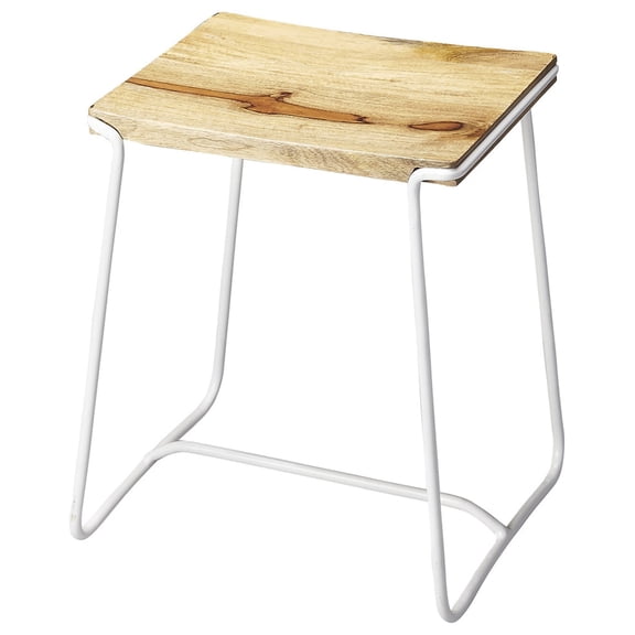 Sleek Wood and White Metal Counter Stool
