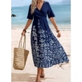thumbnail image 2 of Vestido midi BEYINCUTE con estampado floral bohemio de manga 3/4 para mujer, 2 of 7