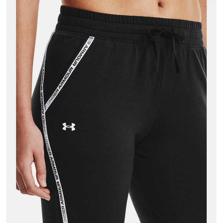 Under Armour Women's Rival Terry Taped Full Length Pants Black