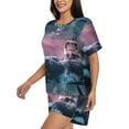 thumbnail image 2 of Lsque Boat Lighthouse Storm Waves Women's Short-Sleeved Pajama Set - 2 Piece Soft and Lightweight Sleepwear Set-XX-Large, 2 of 9