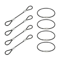 0.3Ft(4 Inch) Safety Cable Lock, 4 Pcs 0.08 Dia Braided Stainless Steel Coated Security Cable Luggage Lock Wire Rope with Double Loop for Luggage Bicycles Doors Packages, Black