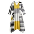 thumbnail image 3 of SONXAHE Women's Stripe Block Patchwork V Neck Maxi Dress Pocket Oversized Leisure Long Dress, 3 of 3