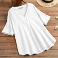 thumbnail image 2 of Diufon Womens T Shirts Oversized Summer Casual Short Sleeve V Neck Tunic Tops Soft Pleated Dress Shirts, 2 of 3