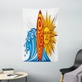thumbnail image 1 of Ride The Wave Tapestry, Ocean Wave with Sun and Surfboard Lifestyle Summer Freedom Image, Wall Hanging for Bedroom Living Room Dorm Decor, 40W X 60L Inches, Vermilion Yellow Blue, by Ambesonne, 1 of 2