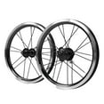 thumbnail image 2 of Folding Bike Wheel Set, Wheel Set Anode Polished Rims High Strength Spoke  For V Brake Bicycle Black, 2 of 8