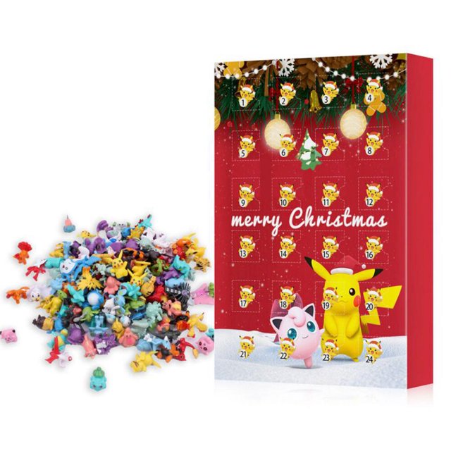 Caja ciega de cuenta regresiva de 24 días, calendario de Adviento de Pokémon navideño, regalo sorpresa