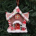thumbnail image 3 of Glitter Gingerbread House Decorative Holiday Christmas Tree Ornament Set with Candy Canes, Gumdrops, and Peppermint Swirls, 3 of 7