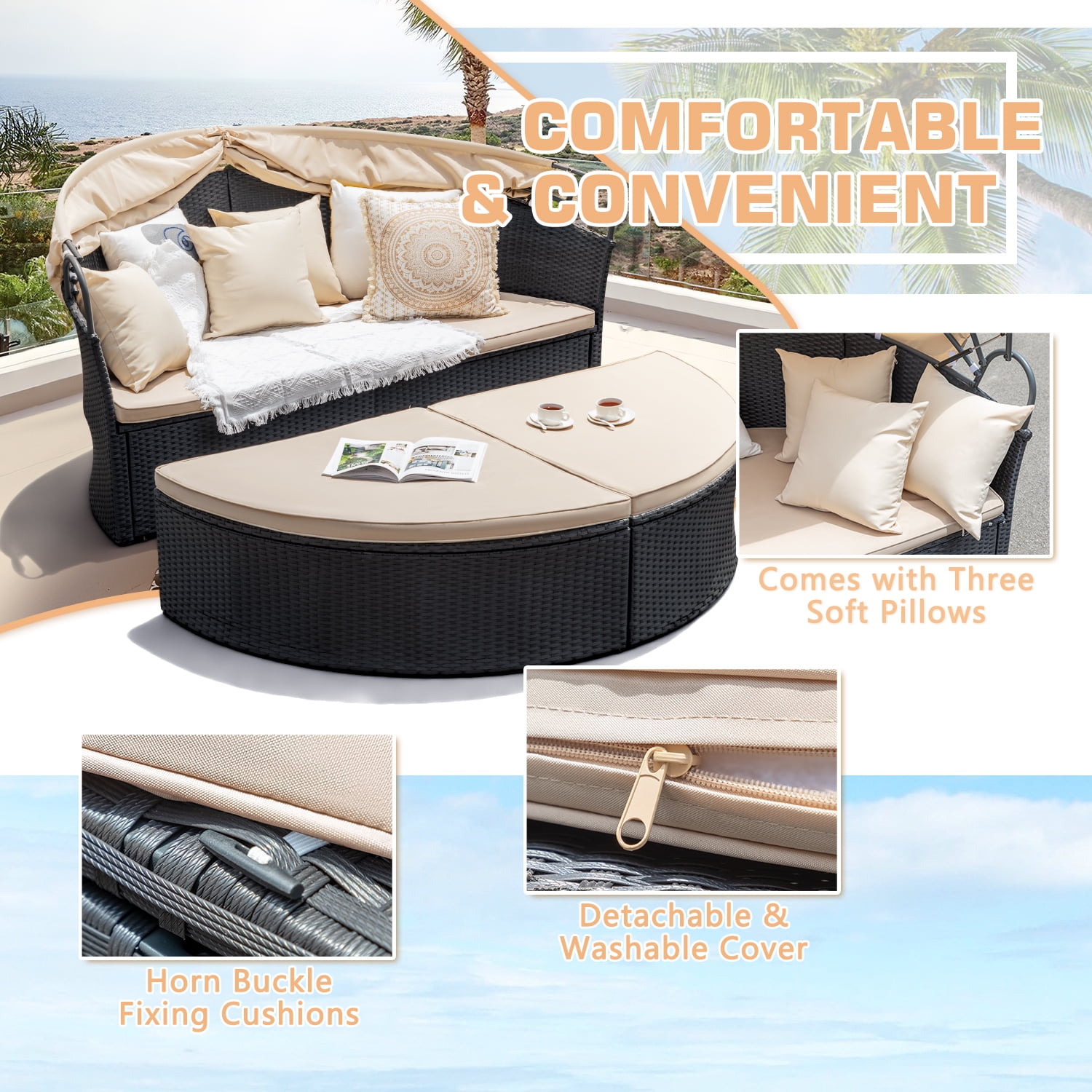 Homall patio 2024 furniture outdoor daybed