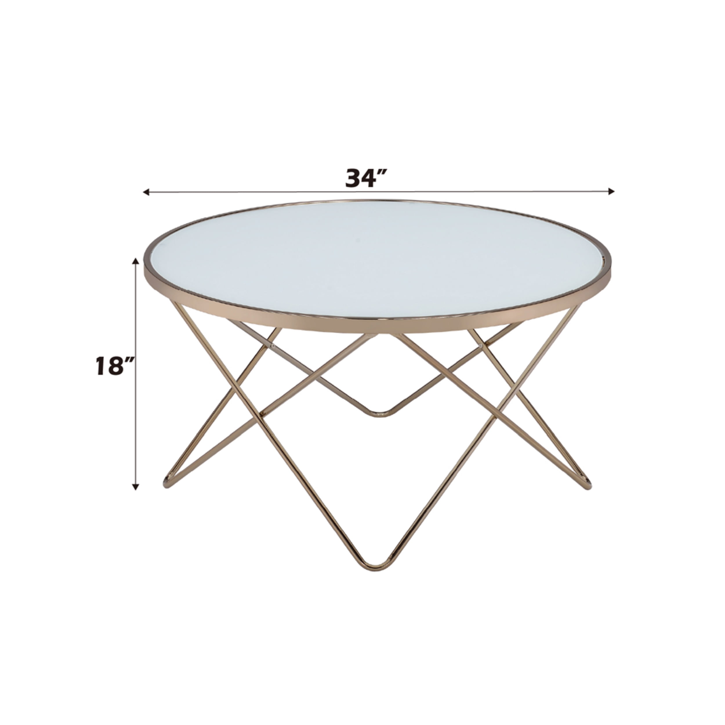 Brielle Champagne Round Coffee Table with Frosted Glass
