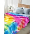 thumbnail image 4 of Colorful Boho California King Size Flat Sheet, Wrinkleproof & Fadeproof Cooling Flat Bed Sheet Only, Pink Yellow Blue Green Tie Dye Abstract Art Breathable Soft Bedding Top Sheets 108 x 98 Inches, 4 of 8