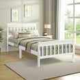 thumbnail image 2 of Private Jungle Sale Wood Platform Beds with Headboard/Footboard/Wood Slat Support, Twin Bed Frame Panel Sleigh Bed, White, 2 of 9