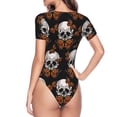 thumbnail image 4 of The Xecao Butterfly Skull Women's Crew Neck Body Suit, a short-sleeved bodysuit and basic swimsuit, both comfort and style for dating and daily life, 4 of 9