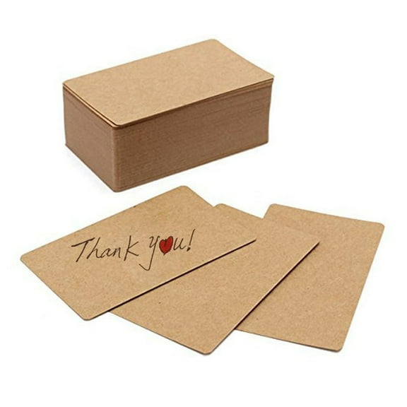 100Pcs Blank Kraft Paper Business Cards Word Card with 100Pcs Blank White Cardboard Paper Message Card Business Cards
