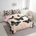 thumbnail image 3 of Manfei Black Butterfly 7 Pieces Bed in a Bag Full Size for Girls Women, Vintage Rose Floral Bed Set, Baroque Mandala Bed Sheets Setp with Comforter, Breathable Bedroom Decor, 3 of 8