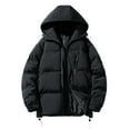 thumbnail image 2 of PiGOGI Men's Coats Winter Sale Fashionable Men's Solid Color Long Sleeve Hooded Casual Outwear Jackets Black, 2 of 8