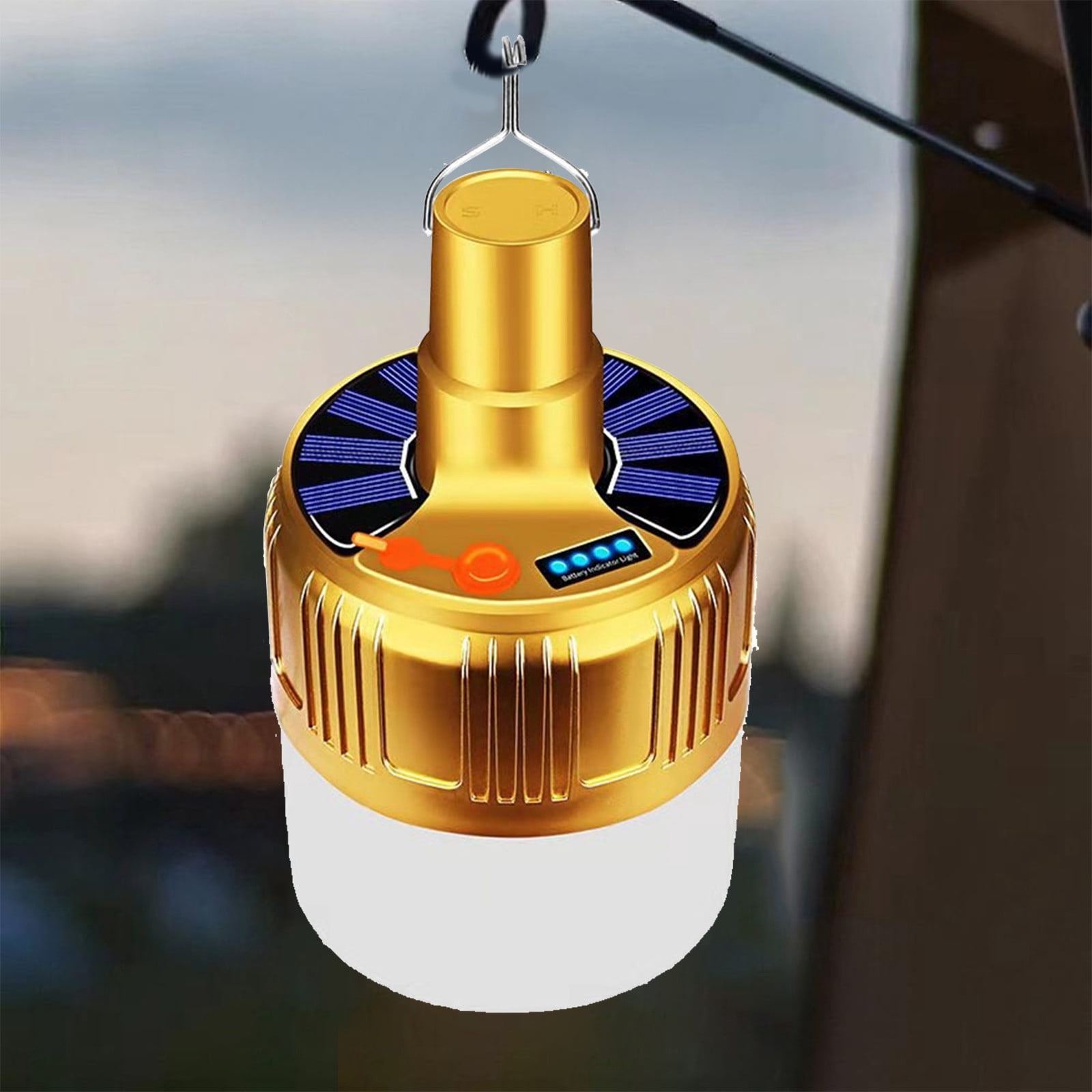Infidev Super Bright Solar Rechargeable Bulb, 60W LED Camping Light with USB Charging and Remote Control for Outdoor Home Lighting