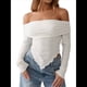 thumbnail image 3 of Camiseta Asimétrica Ajustada de Larga con Hombros Descubiertos Y2K para Mujer L, 3 of 10
