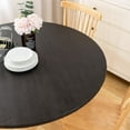 thumbnail image 5 of Round Vinyl Fitted Tablecloth with Flannel Backing Elastic Edge Plastic Table Cover - Black Wood - Waterproof Table Cloth Stain-Resistant Wipeable for 45"-52" Round Table, 5 of 6