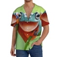 thumbnail image 1 of Balery Flying Frog On Branch Camisa Casual de Manga Corta con Botones para Hombre, Texturizada, Estilo Cubano, para Playa, Verano-4X-Large, 1 of 5