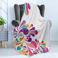thumbnail image 4 of Rainbow Soft Flannel Fleece Throw Blanket, Floral Themed Design Curvy Colorful Background Nature Inspired Illustration Art, Cozy Plush for Indoor and Outdoor Use, 50" x 60", Multicolor, by Ambesonne, 4 of 5