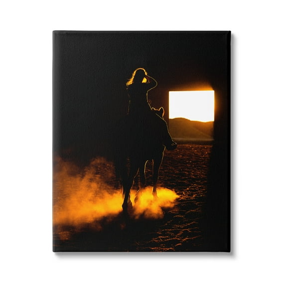 Stupell Industries Equestrian Horse Jockey Silhouette Vivid Light Flare Photograph Gallery Wrapped Canvas Print Wall Art, Design by Steve Smith