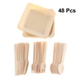 thumbnail image 2 of 48pcs Disposable Cutlery Set Biodegradable Wooden Dinner Utensils Salad Dessert Plates Spoons Forks Knives Party Supplies, 2 of 6