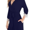 thumbnail image 3 of Oplxuo Women's Lace Trim Modal Robe, Soft Loungewear Short Bathrobe Nightgown With Pockets, 3 of 6
