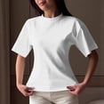 thumbnail image 3 of YUGYXL Plus Size T Shirts for Women Loose Fit Short Sleeve Shirt Summer Going Out Casual Crop Tops Cinched Waist Tshirts White Top M, 3 of 5