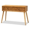thumbnail image 2 of Baxton Studio Mae Mid-Century Modern Natural Brown Finished Wood 2-Drawer Console Table, 2 of 9