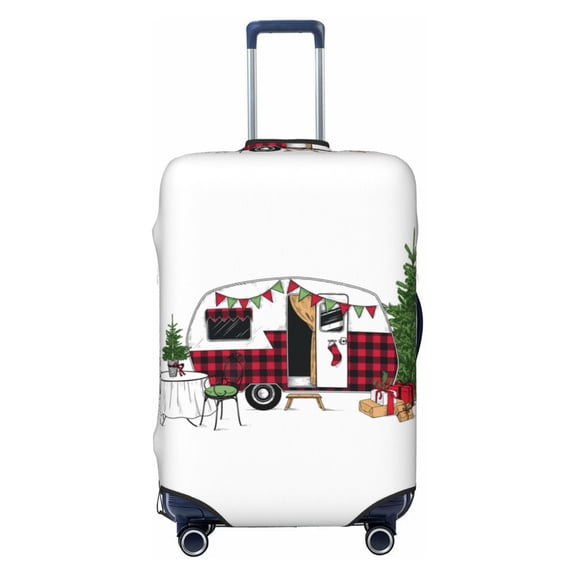 Picia Vintage Buffalo Plaid Christmas Camper Luggage Protector Cover Thicken Suitcase Protector Cover Fit 18-32 Inch Luggage-X-Large