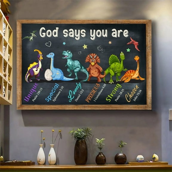 Dinosaur, Little Star, God says you are - Jesus Landscape poster Prints, Wall Art, UNFRAMED-8x12