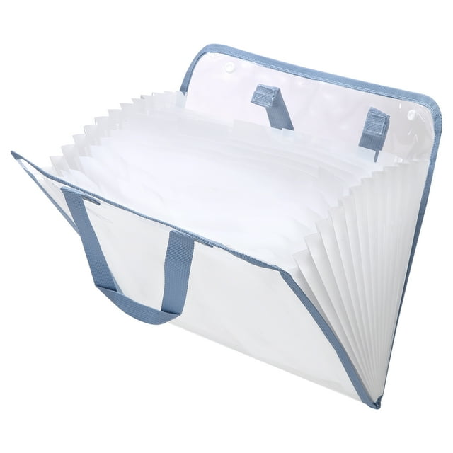 Uxcell Organizador de Archivos en Acordeón de 13 Bolsillos, Folder Expandible Portátil con Etiquetas de Índice Clasificadas para Trabajadores de Oficina, Azul (Horizontal)