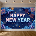 thumbnail image 5 of Colorful Happy New Year Banner Festive New Year Display 3D Letters Fireworks New Year Backdrop for New Year Party Holiday Celebration Indoor Decoration, 5 of 9