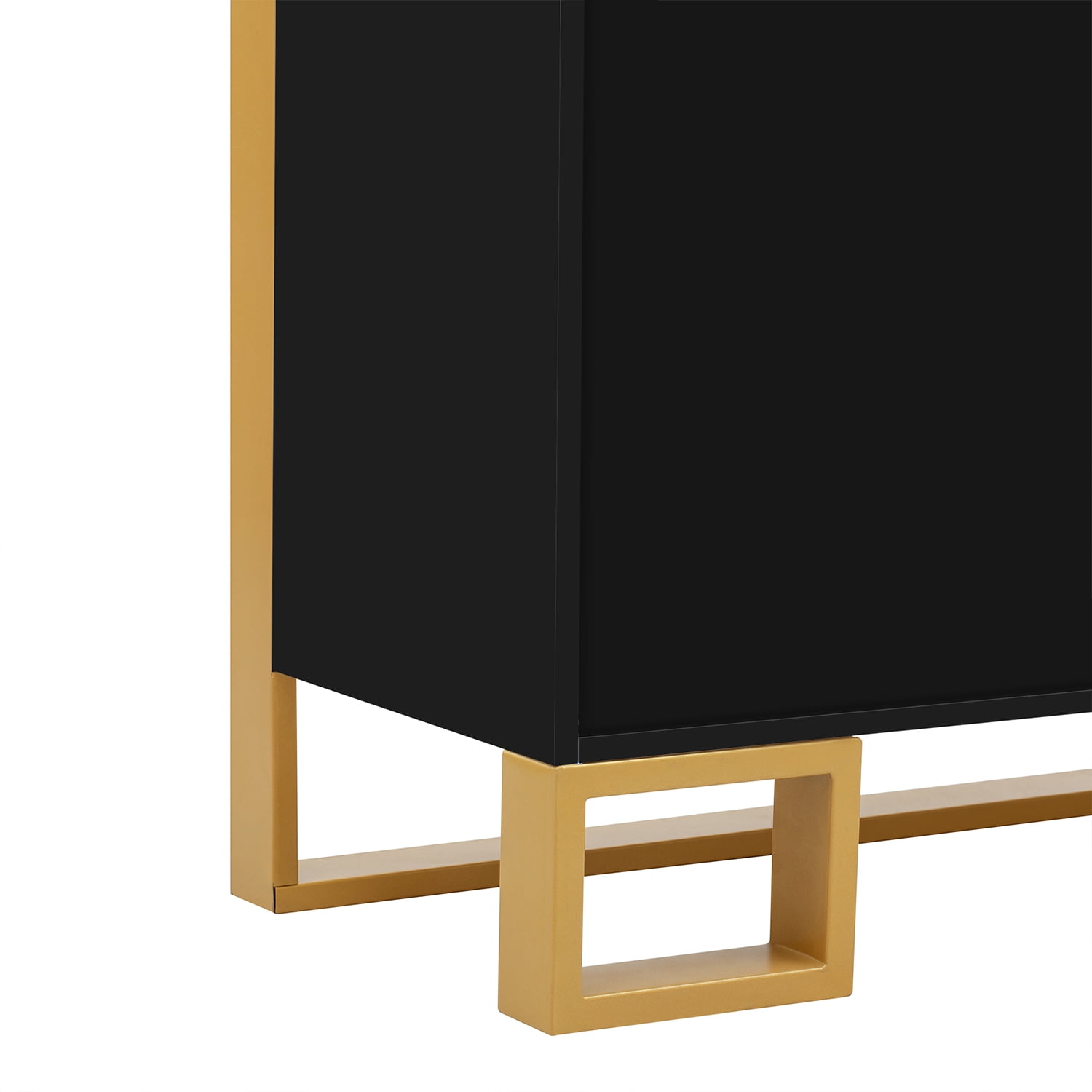 Kadyn 59"L Sideboard, Kitchen Storage Cabinet with Large Storage Space and Gold Metal Legs for Living Room, Black