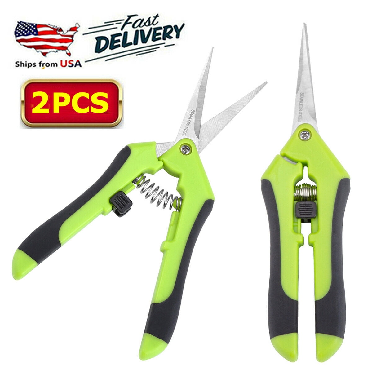 2-Pack Garden Scissors Trimmers Harvest Pruning Plants Trimming Shears 