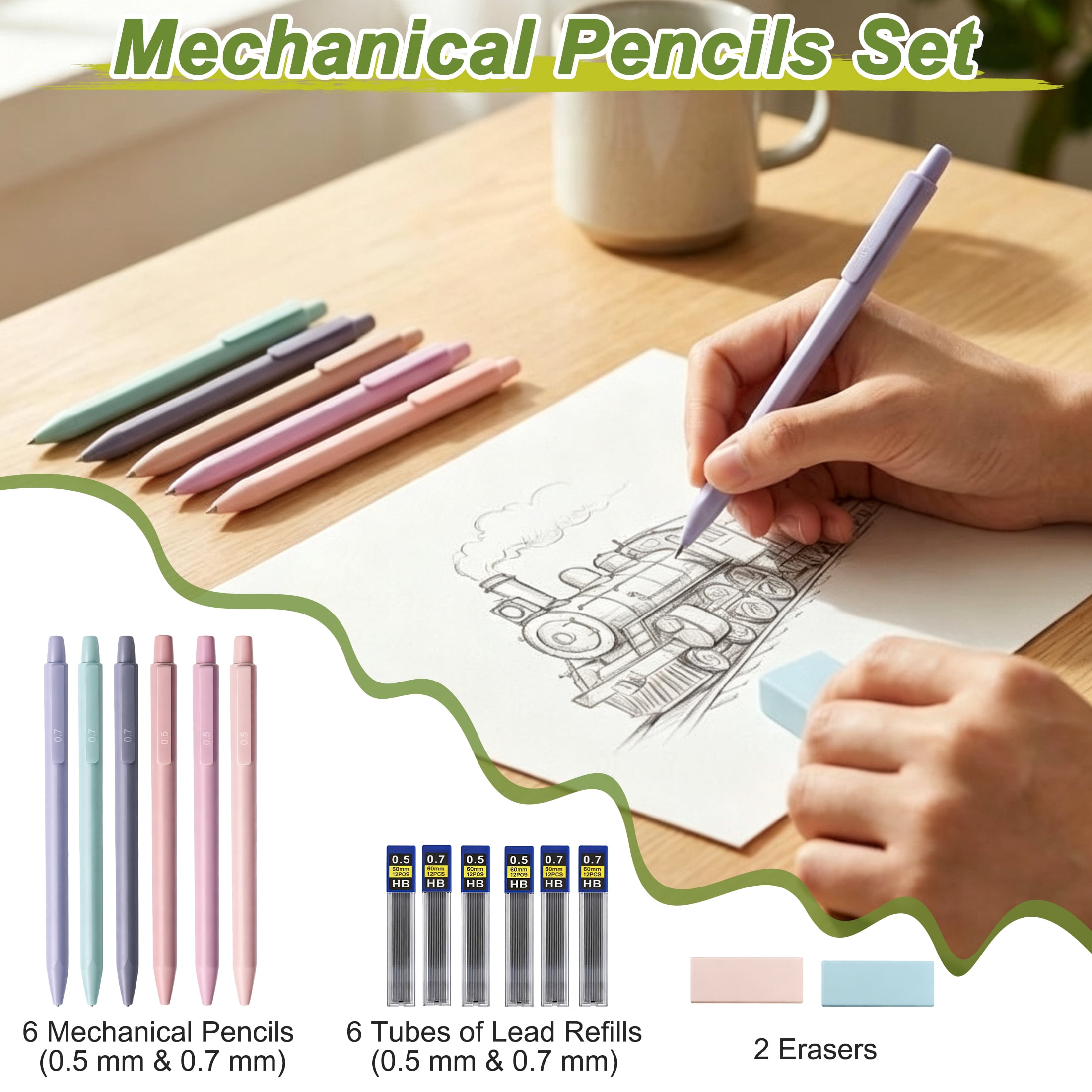 GARITIN 52 Pcs Aesthetic Stationery Set, Morandi Pastel School Supplies Kit with Pencil Case, Gel Pens, Pastel Highlighters, Mechanical Pencils, Sticky Notes for Teen Girls School Journal Gift