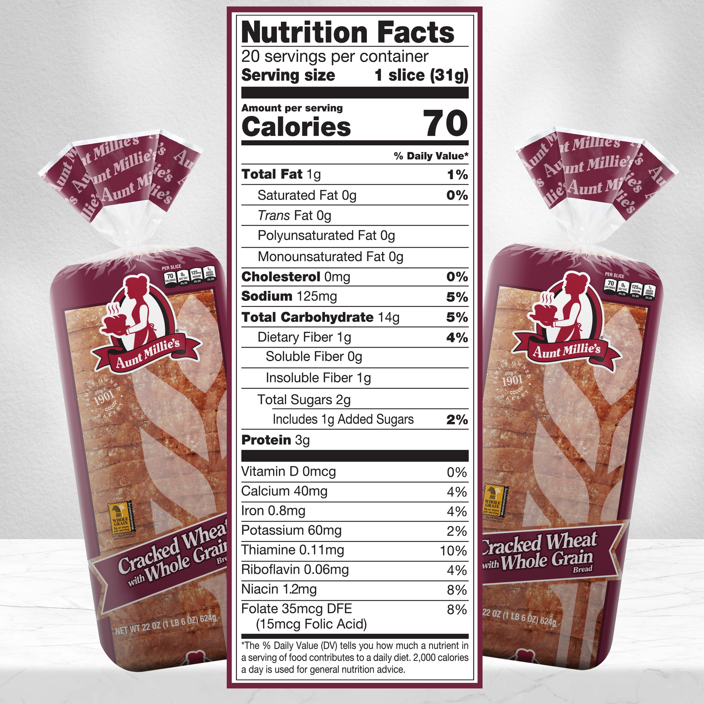 Aunt Millie's Cracked Wheat with Whole Grain Bread, 22 oz