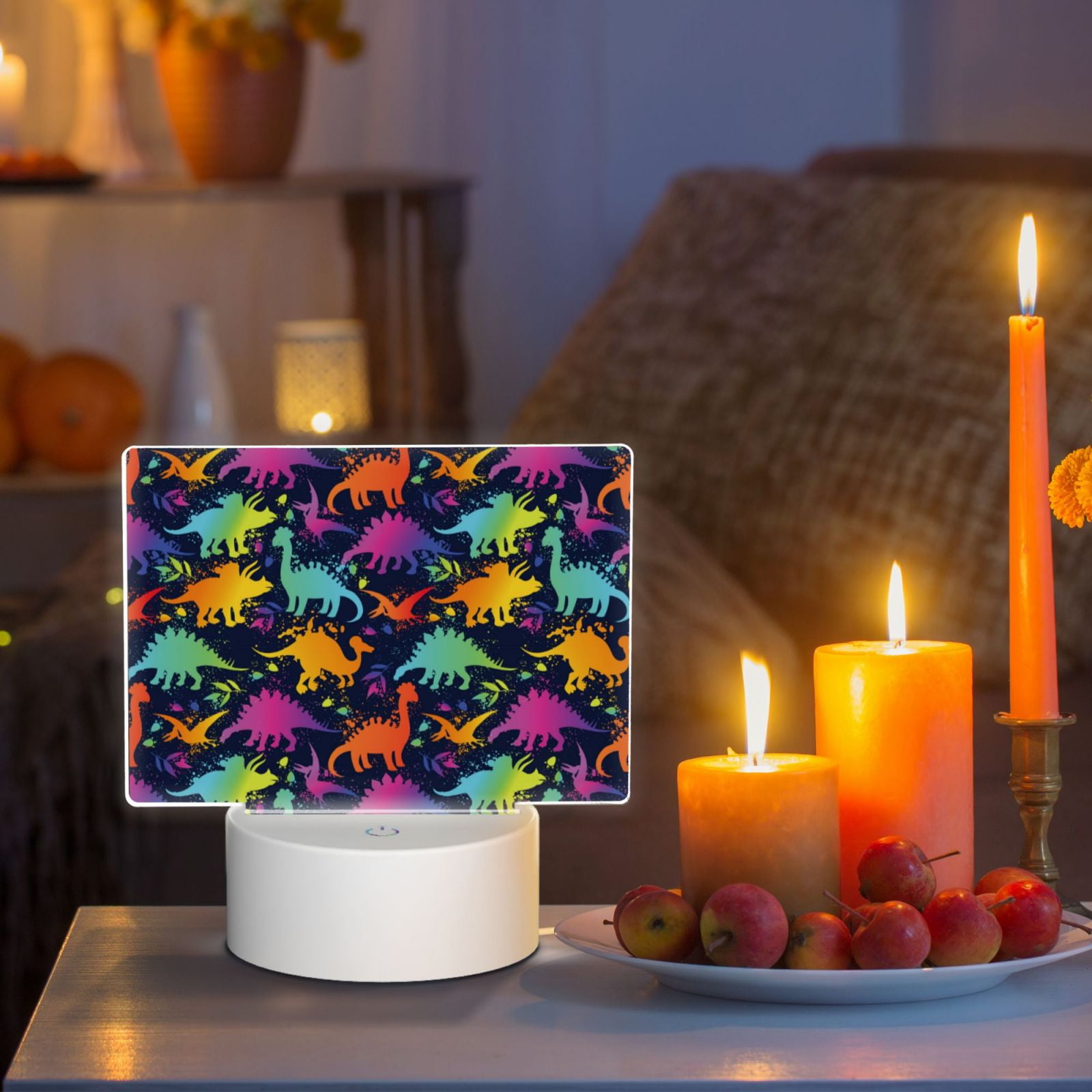Kdxio Colorful Dinosaur Rectangular Acrylic Night Light Acrylic Sleep Night Light Friend Gifts for Birthday Gifts for Women Teens Boys Girls