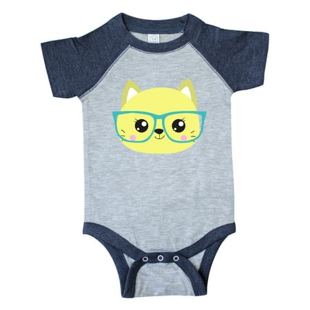 

Inktastic Hipster Cat Cat With Glasses Yellow Cat Gift Baby Boy or Baby Girl Bodysuit