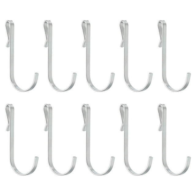 Uxcell Paquete de 20 ganchos en forma de J, ganchos de alambre, ganchos metálicos clip-on que se adaptan a 1-4mm OD para colgar, secar, colgador de cuchara de cocina supermercado, plateado